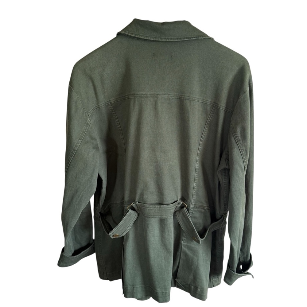 Democracy Women’s Olive Green Military Utility Jacket Cargo Pockets Size XL Coat - Picture 2 of 9